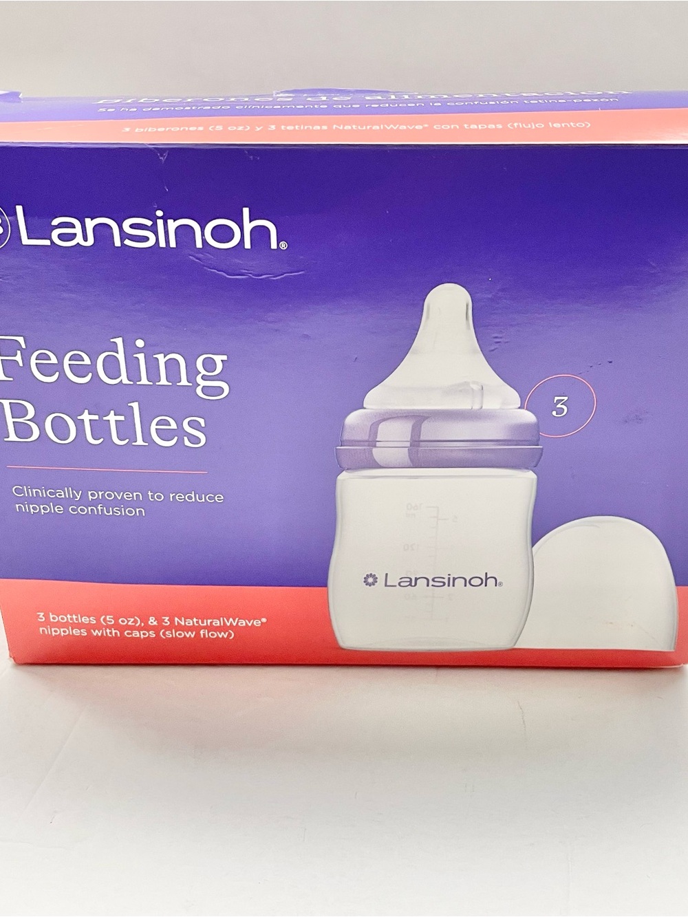 Lansinoh Anti-Colic Baby Bottles with Slow Flow Nipples (Size S) - 5oz/3pk